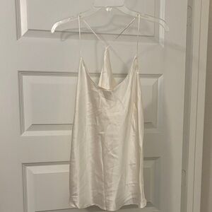 Slipintosoft cream 100% silk camisole top SZ Medium boutique brand quiet luxury